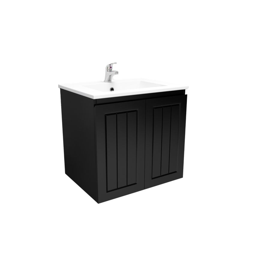 600mm Wall Hung Matte Black Linear Surface Bathroom Cabinet Cabinet Only