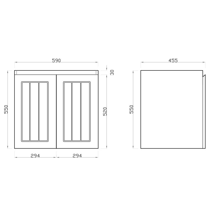 600mm Wall Hung Matte Black Linear Surface Bathroom Cabinet Cabinet Only