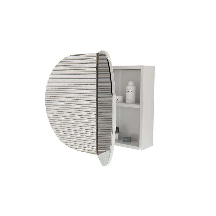 900mm Oval Shape Matte White Finish Bathroom Mirror Cabinet Shaving Storage