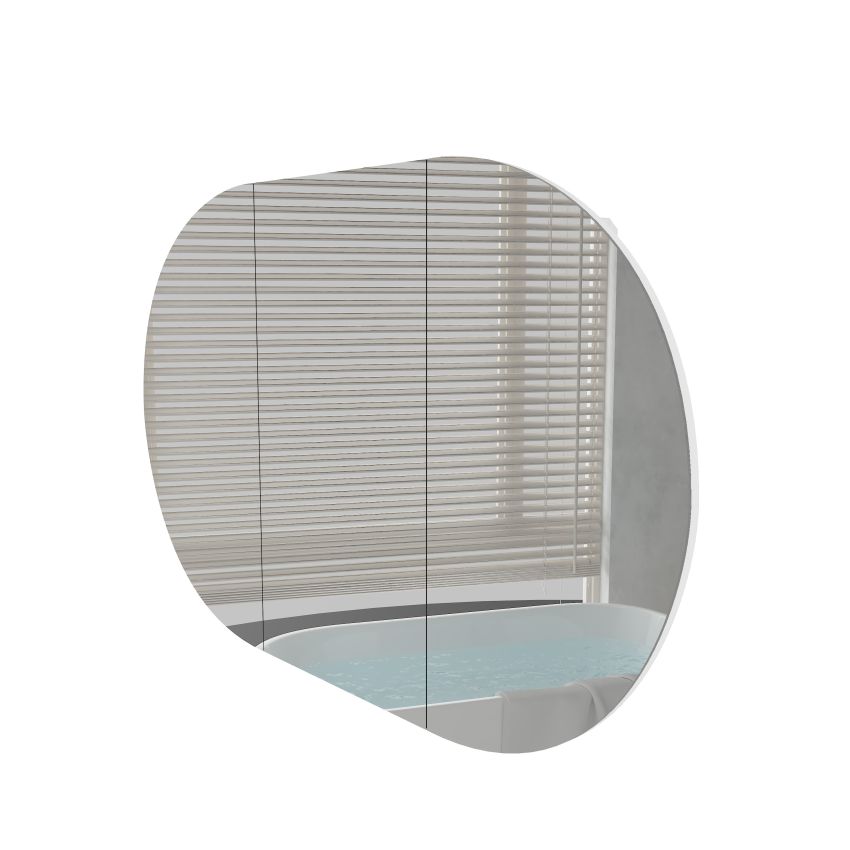 1200mm Oval Shape Matte White Finish Bathroom Mirror Cabinet Shaving Storage