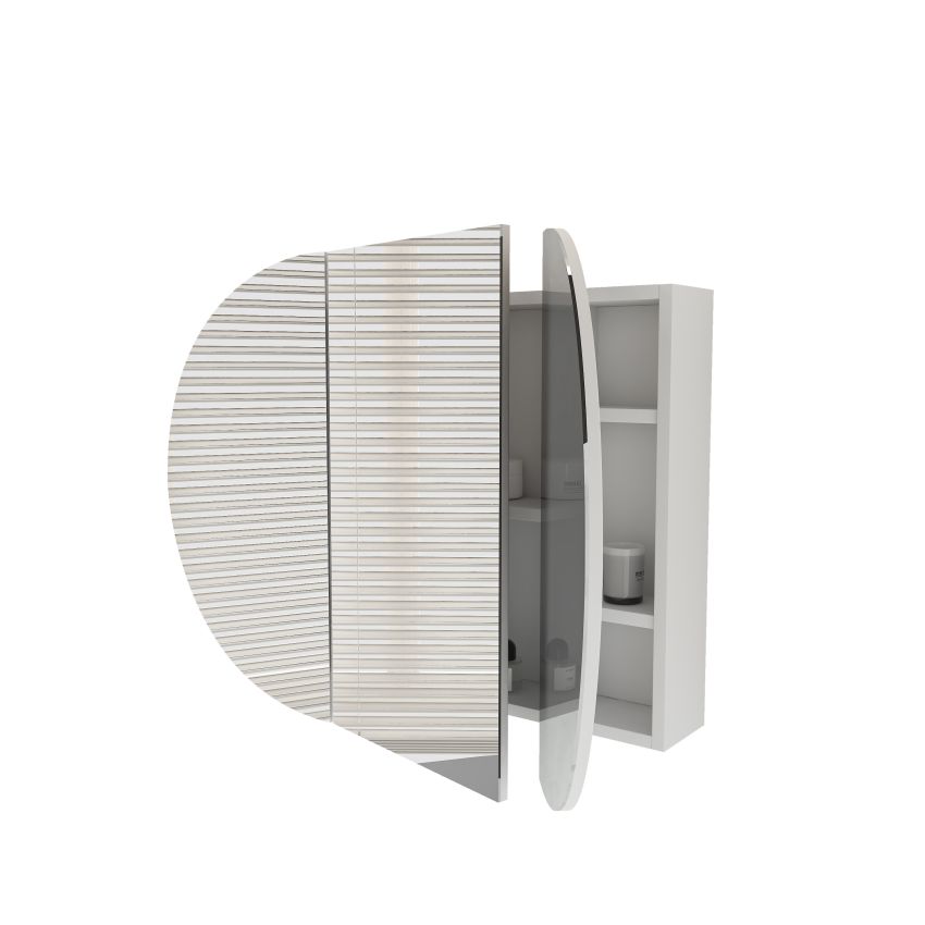 1200mm Oval Shape Matte White Finish Bathroom Mirror Cabinet Shaving Storage