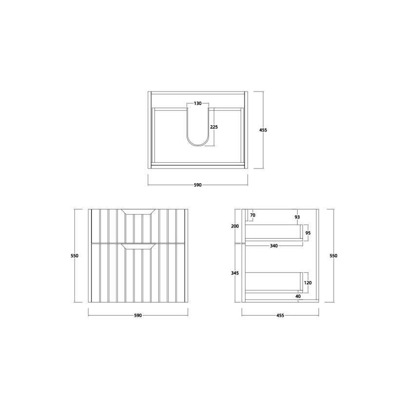 600mm Aria Matte White 2 PAC MDF 2 Drawers Wall Hung Bathroom Vanity With Handle
