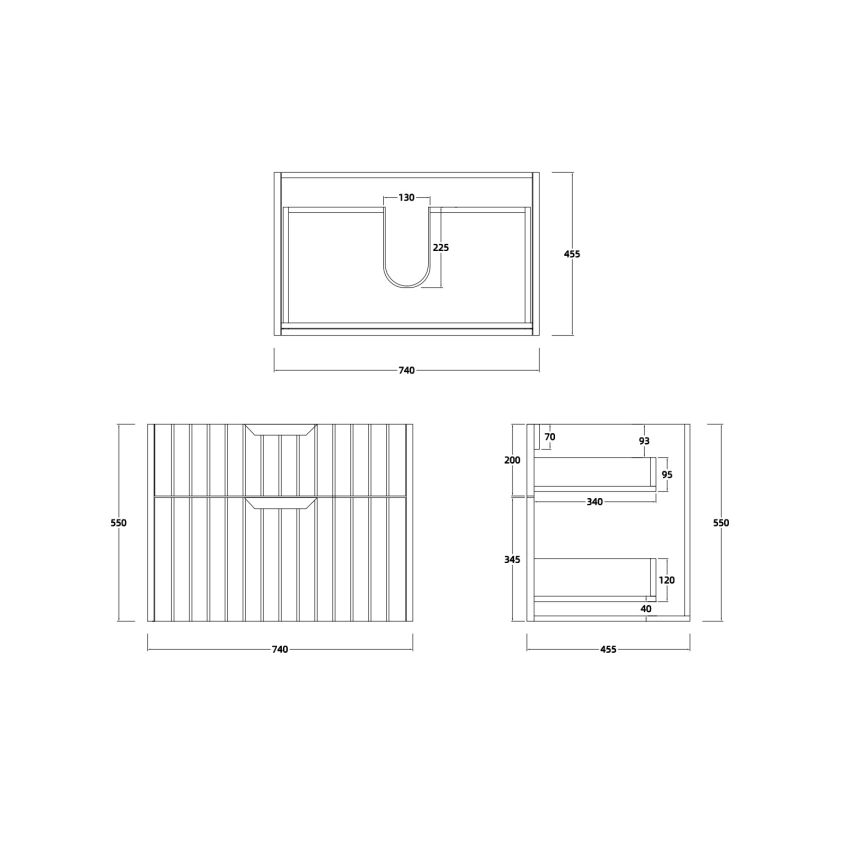 750mm Aria Matte White 2 PAC MDF 2 Drawers Wall Hung Bathroom Vanity With Handle