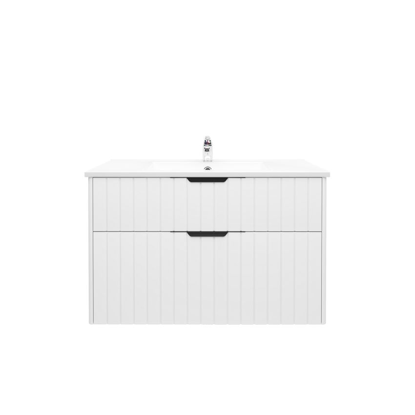 900mm Aria Matte White 2 PAC MDF 2 Drawers Wall Hung Bathroom Vanity With Handle