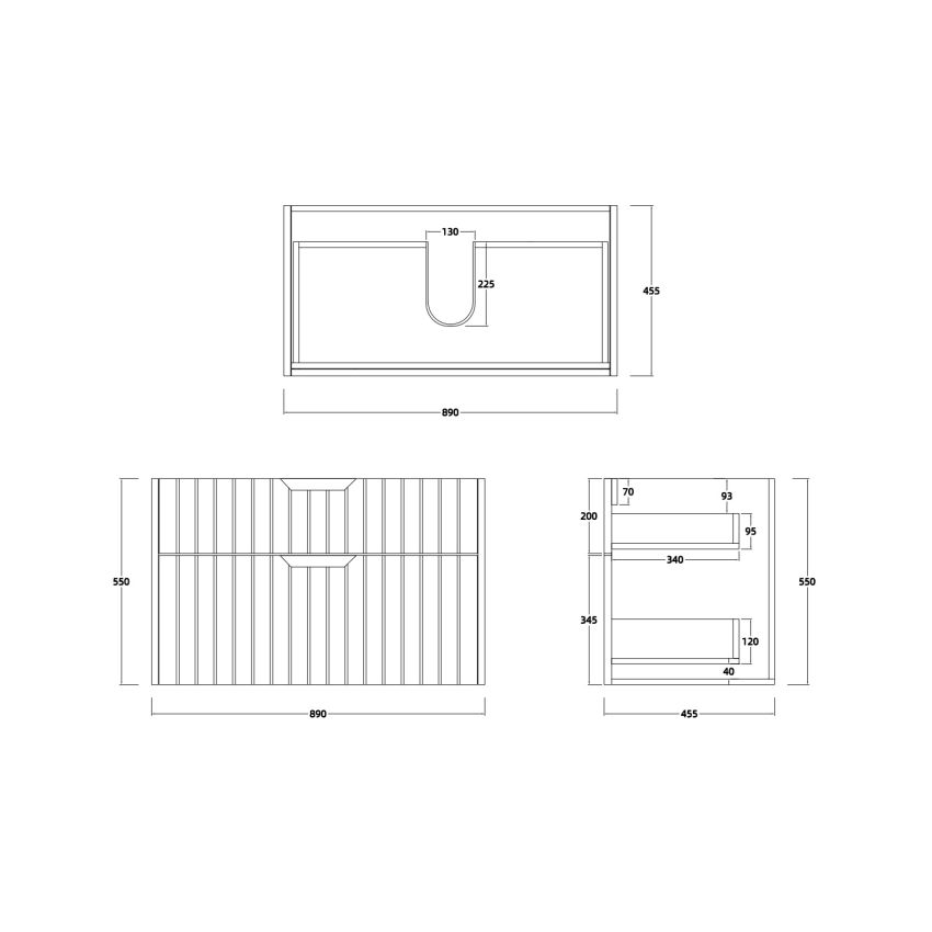900mm Aria Matte White 2 PAC MDF 2 Drawers Wall Hung Bathroom Vanity With Handle
