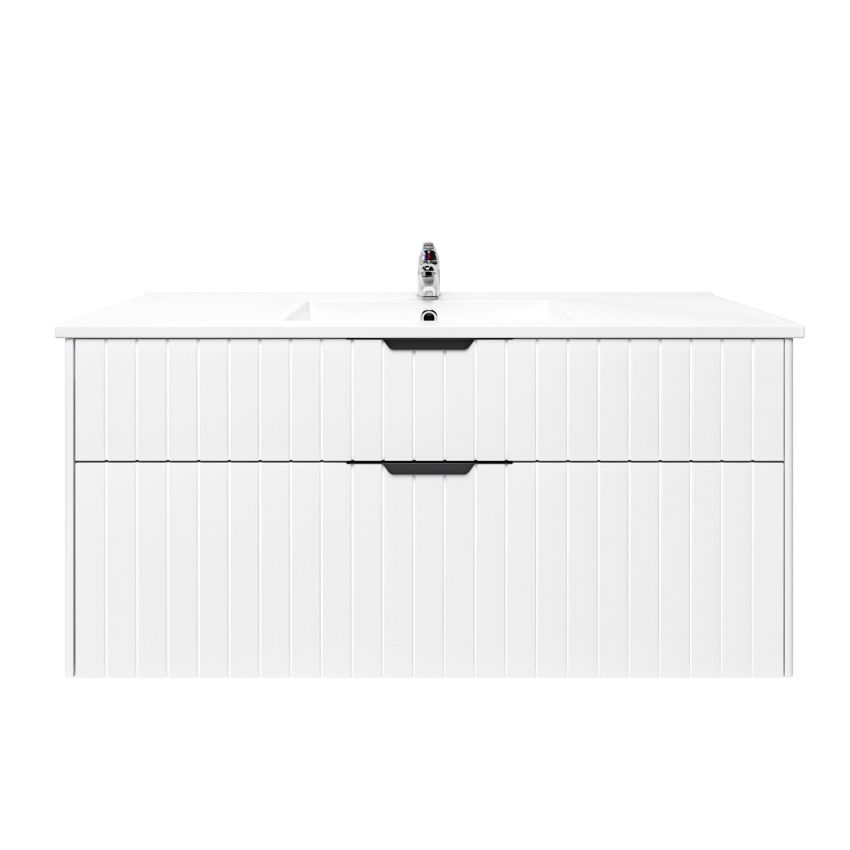 1200mm Aria Matte White 2 PAC MDF 2 Drawers Wall Hung Bathroom Vanity With Handle