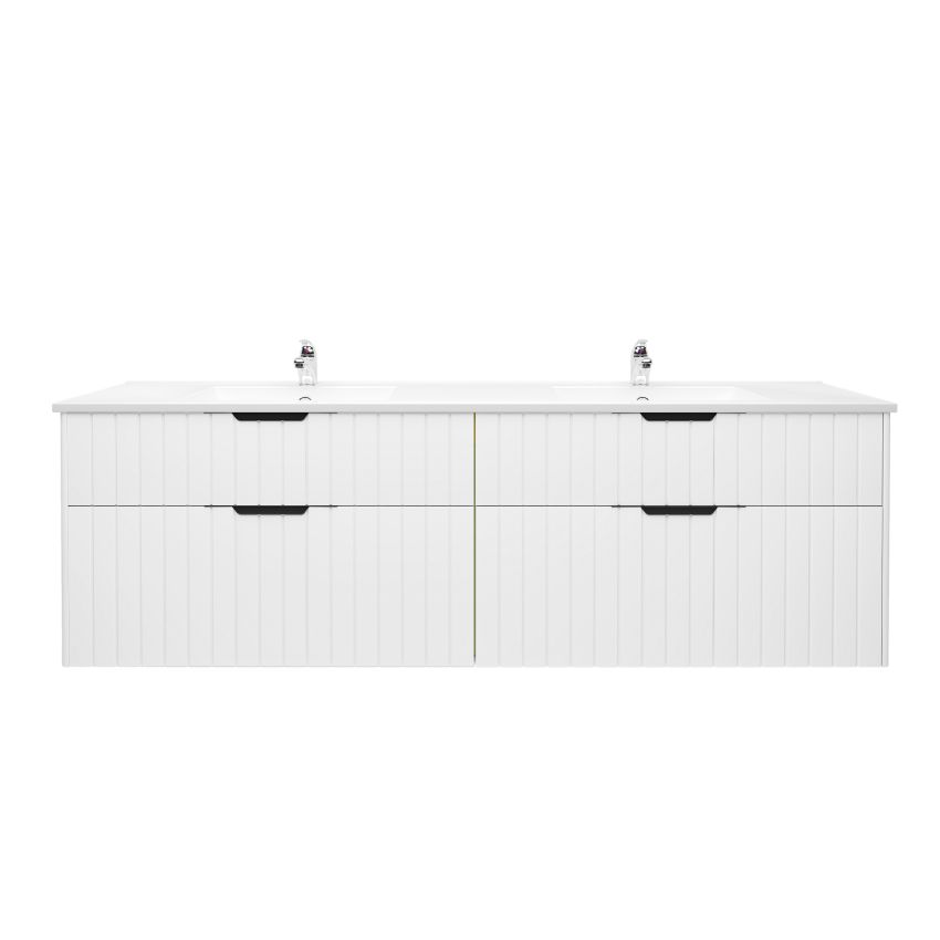 1800mm Aria Matte White 2 PAC MDF 2 Drawers Wall Hung Bathroom Vanity With Handle