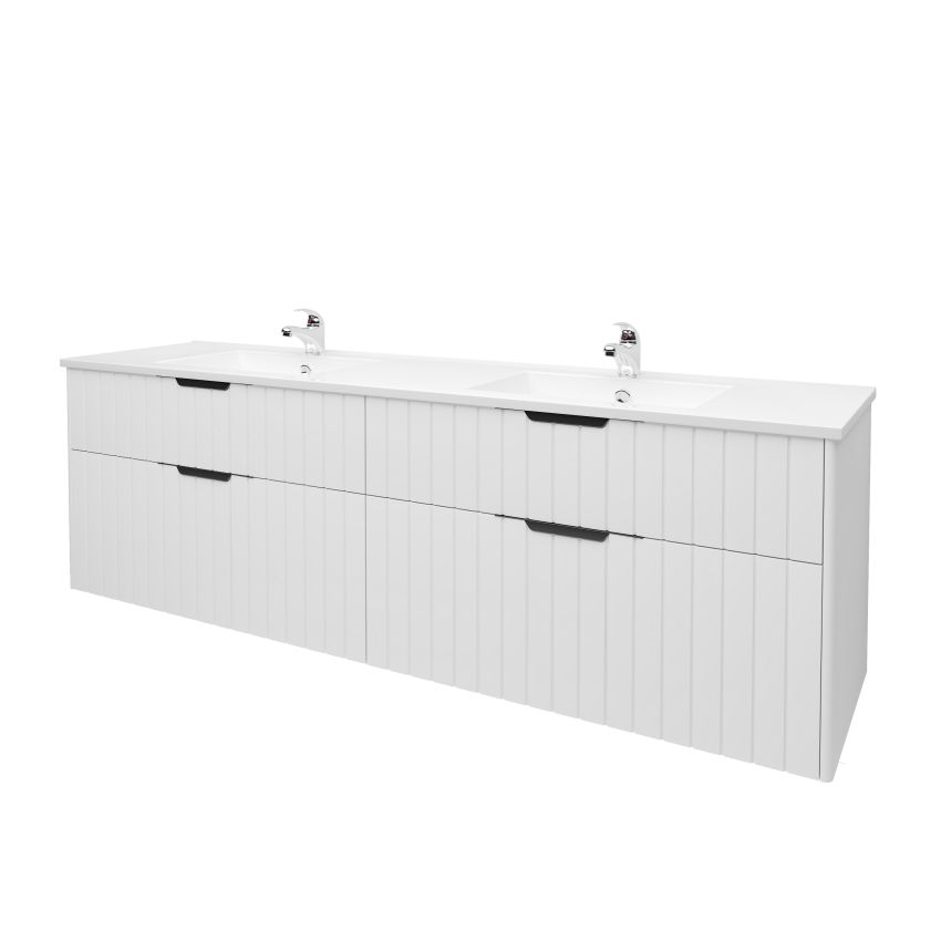 1800mm Aria Matte White 2 PAC MDF 2 Drawers Wall Hung Bathroom Vanity With Handle