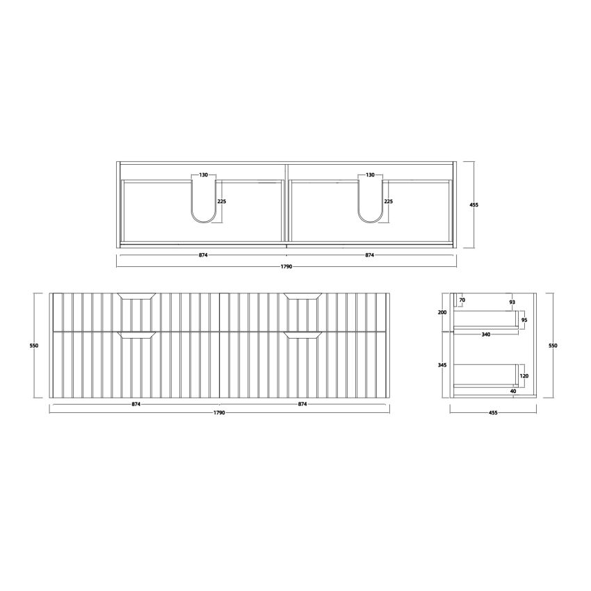 1800mm Aria Matte White 2 PAC MDF 2 Drawers Wall Hung Bathroom Vanity With Handle