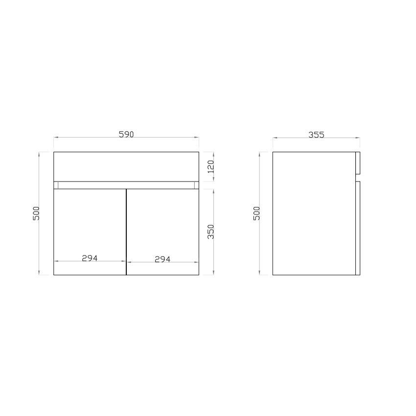 600mm 2-Door Narrow Wall Hung PVC Gloss White Bathroom Vanity Cabinet Only