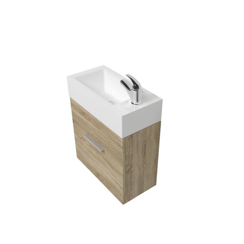 500mm Wall Hung Bathroom Vanity White Oak Wood Grain 2 PAC Coating MDF Board