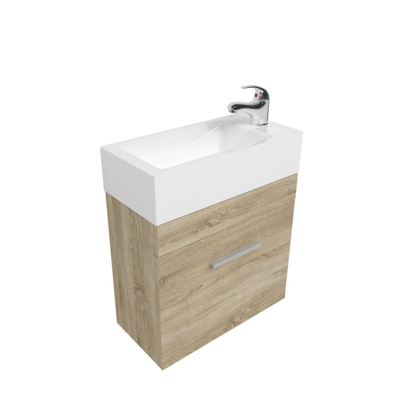 500mm Wall Hung Bathroom Vanity White Oak Wood Grain 2 PAC Coating MDF Board