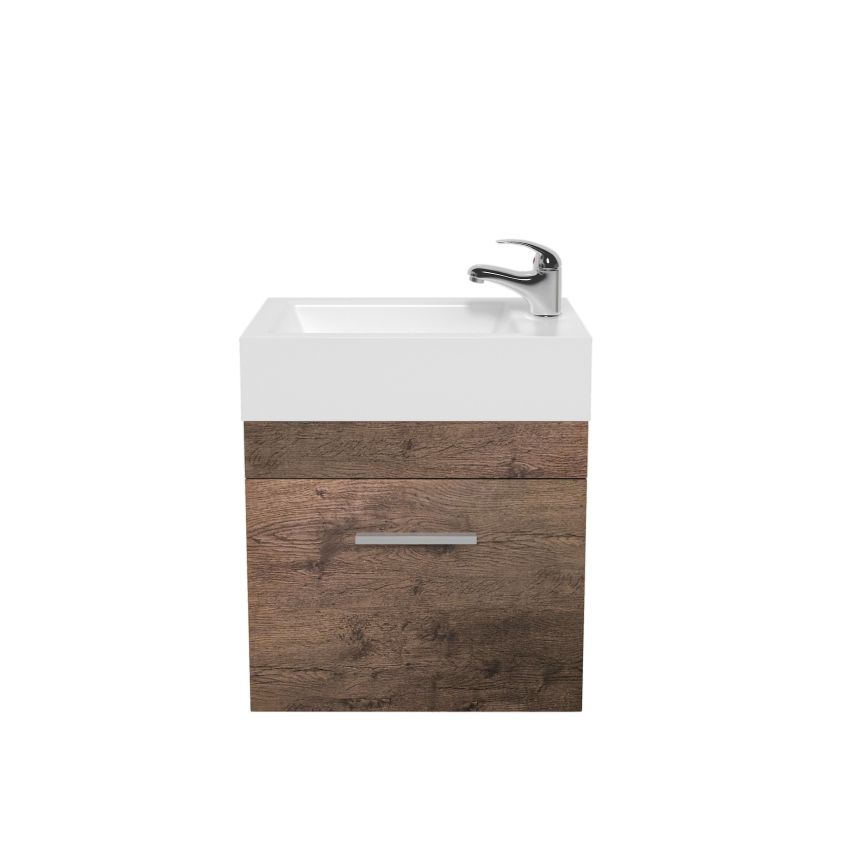 500mm Wall Hung Bathroom Vanity Dark Oak Wood Grain 2 PAC Coating MDF Board