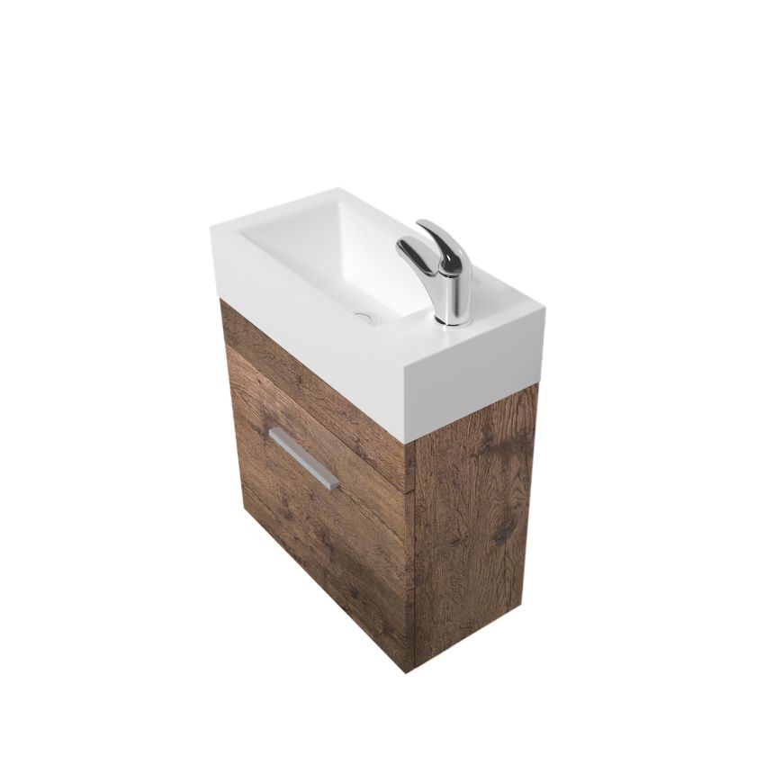 500mm Wall Hung Bathroom Vanity Dark Oak Wood Grain 2 PAC Coating MDF Board