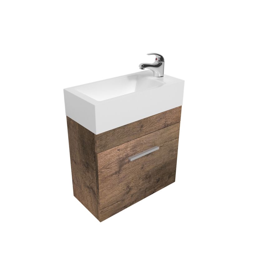 500mm Wall Hung Bathroom Vanity Dark Oak Wood Grain 2 PAC Coating MDF Board