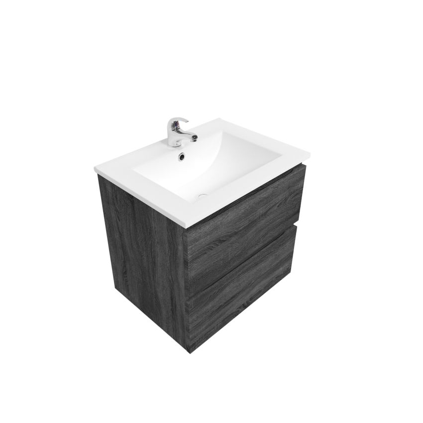 600mm Dark Grey Wall Cabinet Mirror Bathroom Shelf Storage 2 Doors