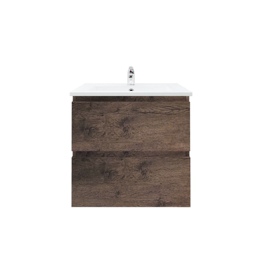 600mm Wall Hung Bathroom Vanity Dark Oak Wood Grain 2 PAC Coating MDF Board