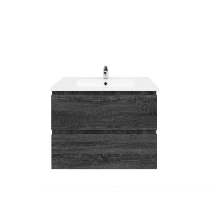 750mm Wall Hung Bathroom Vanity Dark Grey Wood Grain 2 PAC Coating MDF Board