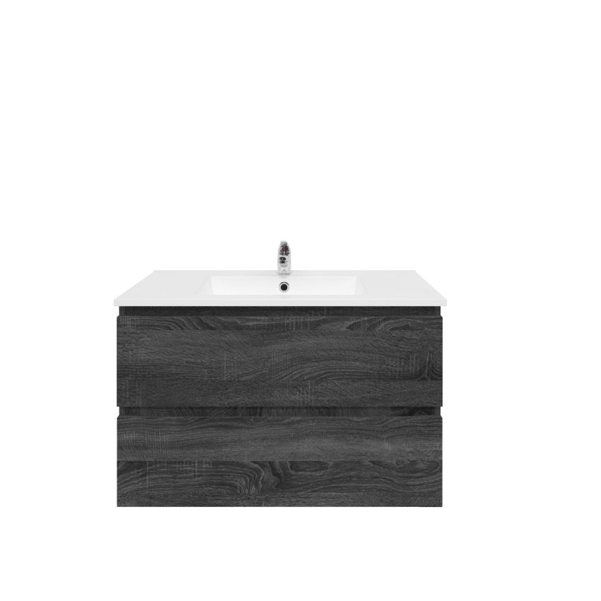 900mm Wall Hung Bathroom Vanity Dark Grey Wood Grain 2 PAC Coating MDF Board