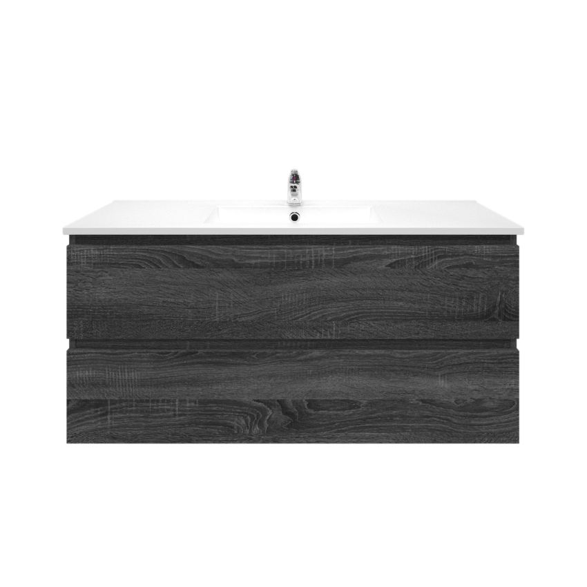 1200mm Wall Hung Bathroom Vanity Dark Grey Wood Grain 2 PAC Coating MDF Board