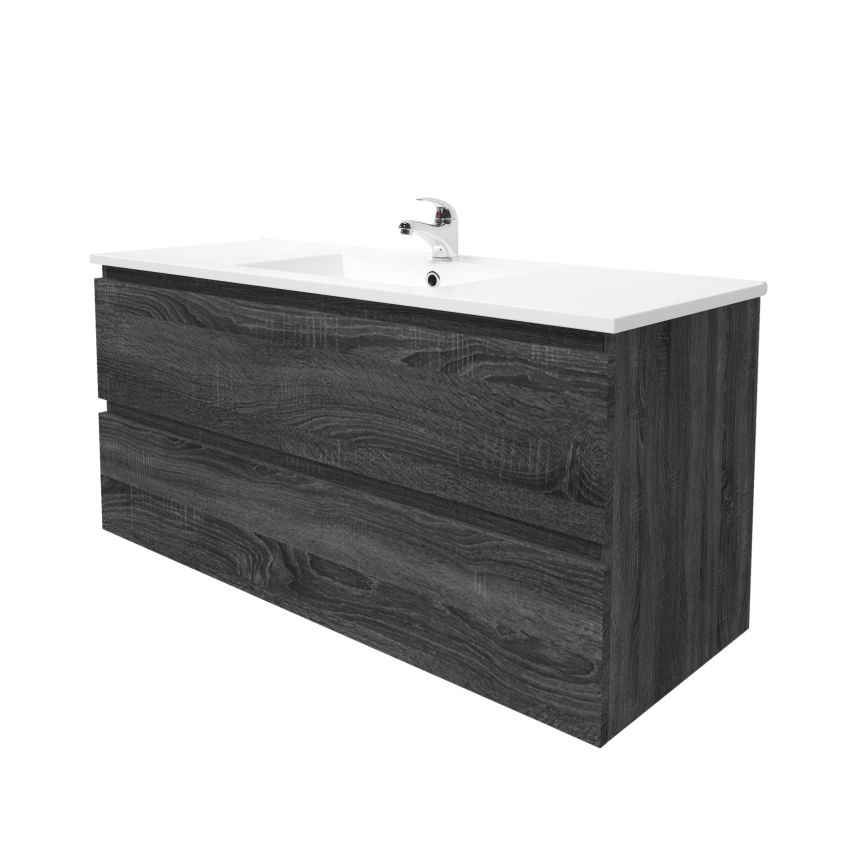 1200mm Wall Hung Bathroom Vanity Dark Grey Wood Grain 2 PAC Coating MDF Board