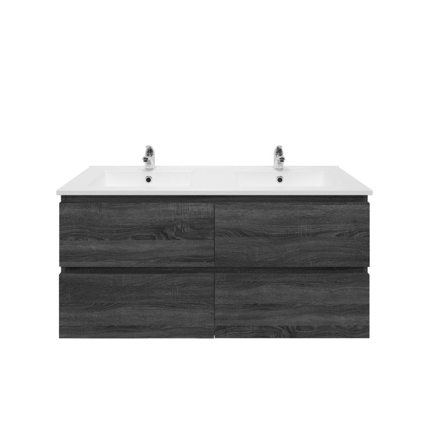1200mm Wall Hung Bathroom Vanity Dark Grey Wood Grain High density MDF board with 2 PAC finish