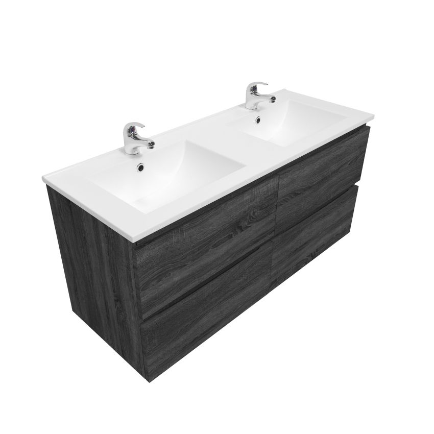 1200mm Wall Hung Bathroom Vanity Dark Grey Wood Grain High density MDF board with 2 PAC finish