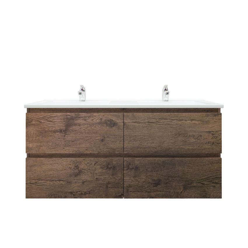 1200mm Wall Hung Bathroom Vanity Dark Oak Wood Grain 2 PAC Coating MDF Board