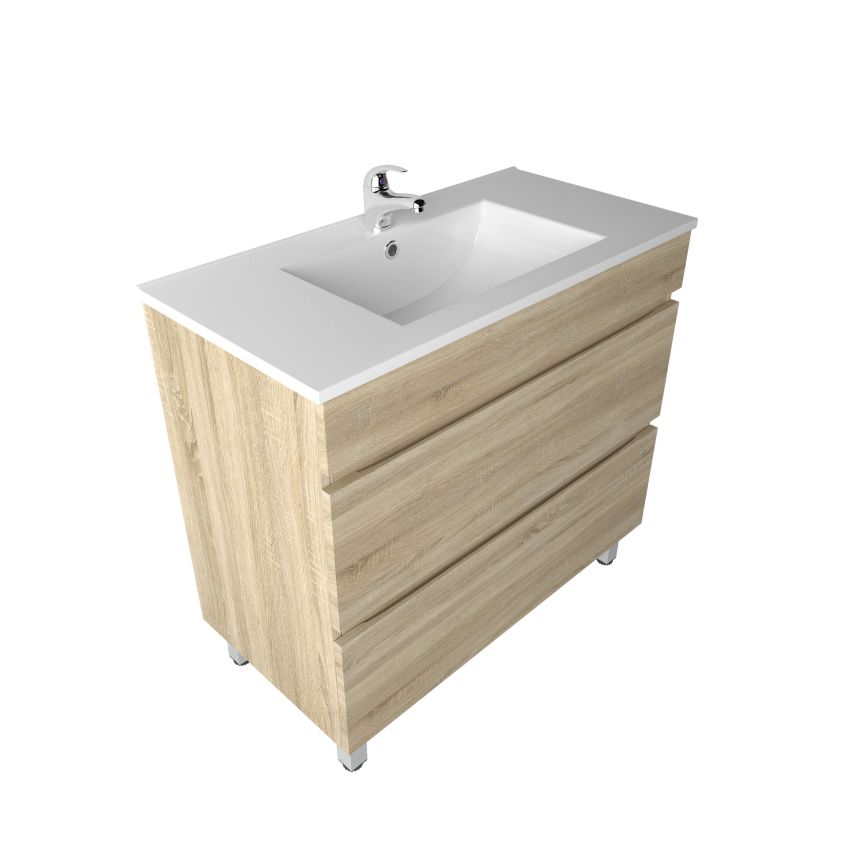 900mm Freestanding With Legs Bathroom Vanity White Oak Wood Grain High density MDF board with 2 PAC finish