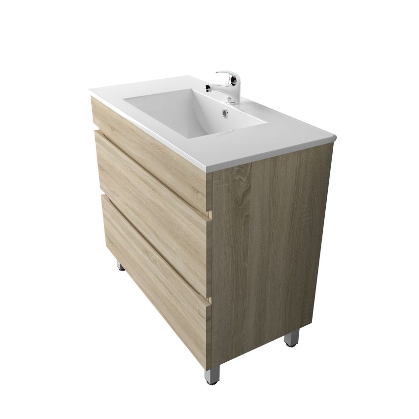 900mm Freestanding With Legs Bathroom Vanity White Oak Wood Grain High density MDF board with 2 PAC finish