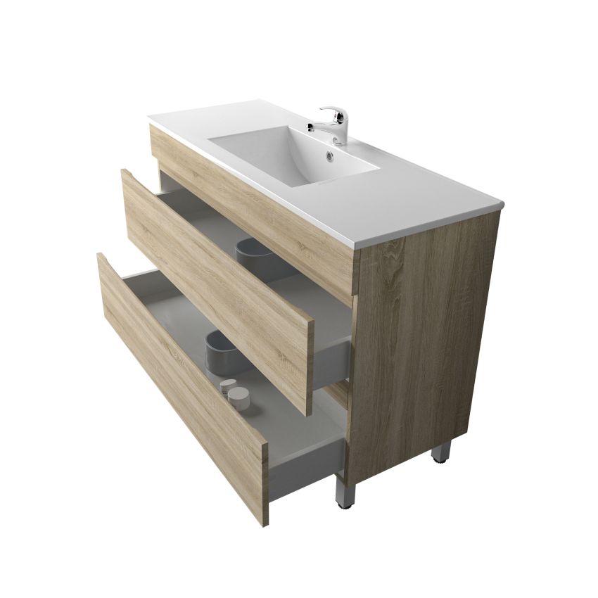 1200mm Freestanding With Legs Bathroom Vanity White Oak Wood Grain High density MDF board with 2 PAC finish