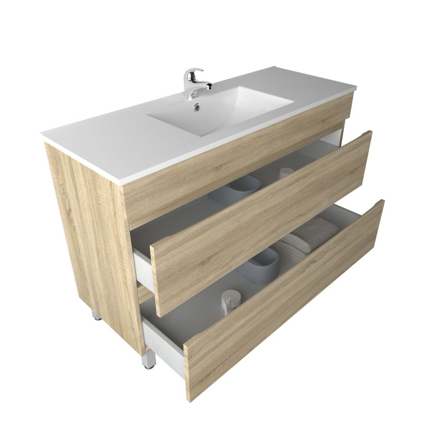 1200mm Freestanding With Legs Bathroom Vanity White Oak Wood Grain High density MDF board with 2 PAC finish