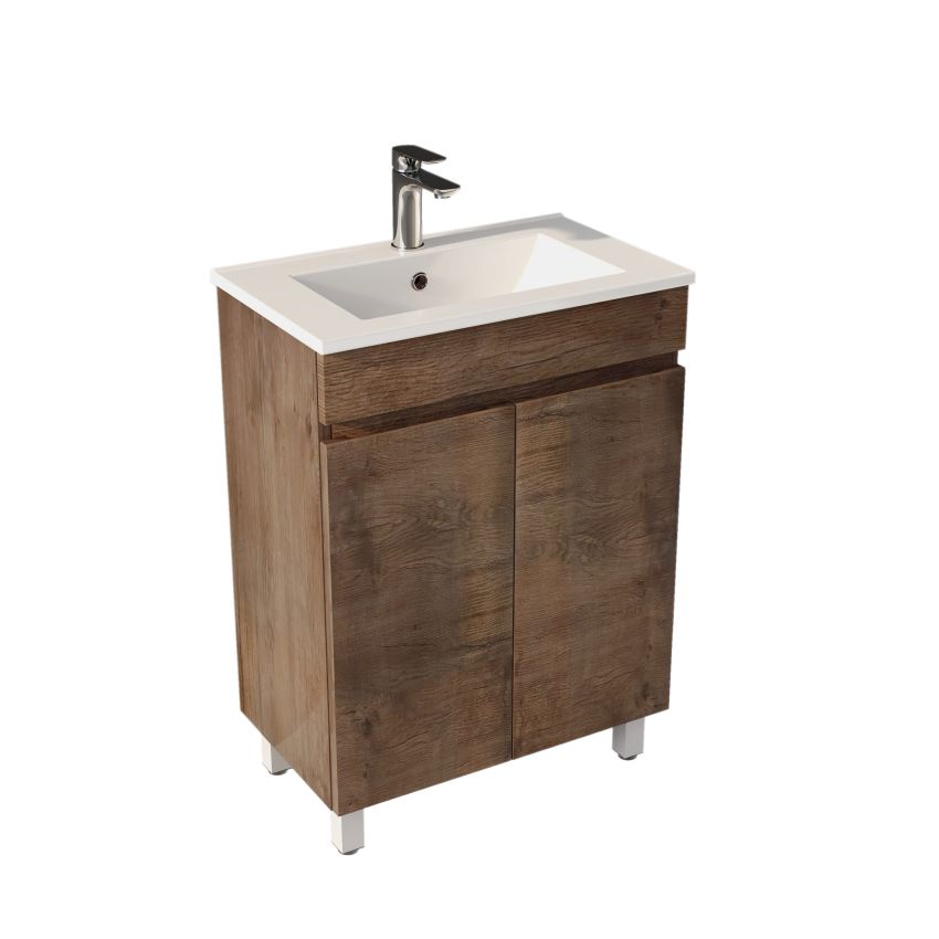 600MM Narrow Dark Oak MDF Bathroom Vanity 2 Doors Free Standing Cabinet Only