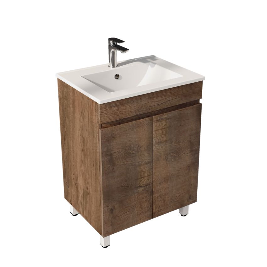 600x460MM Freestanding Bathroom Vanity 2 Doors Dark Oak MDF Cabinet Only