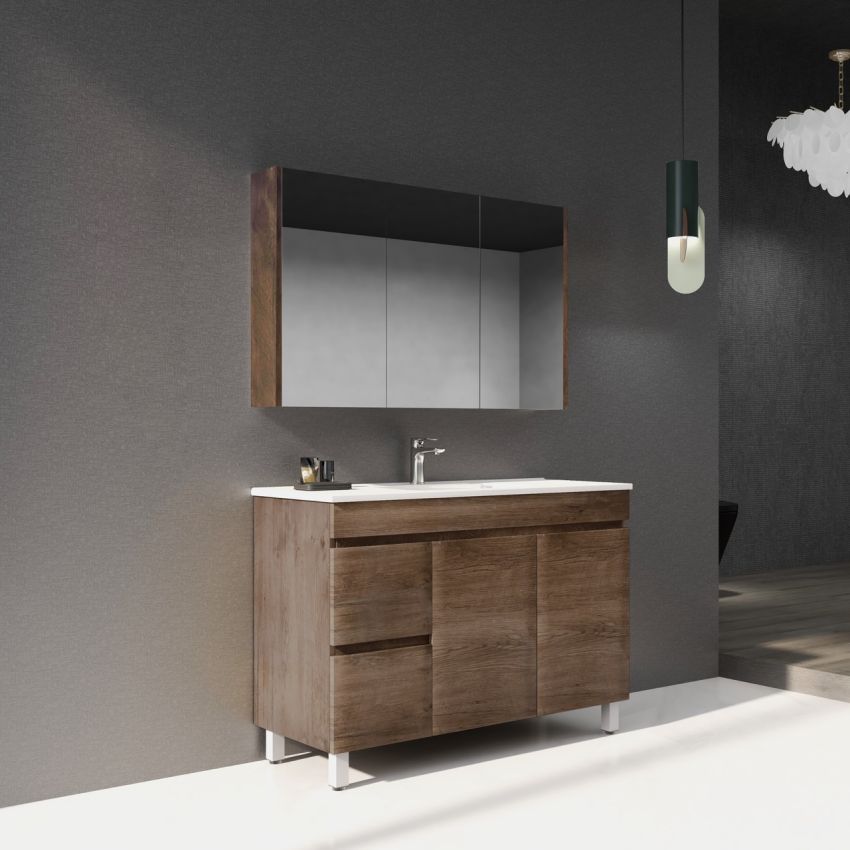 1200MM Dark Oak MDF Bathroom Vanity Left Drawers Free Standing Cabinet Only
