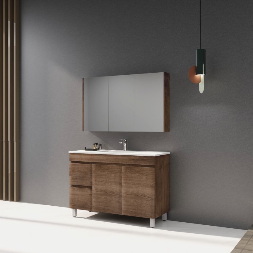 1200MM Dark Oak MDF Bathroom Vanity Left Drawers Free Standing Cabinet Only