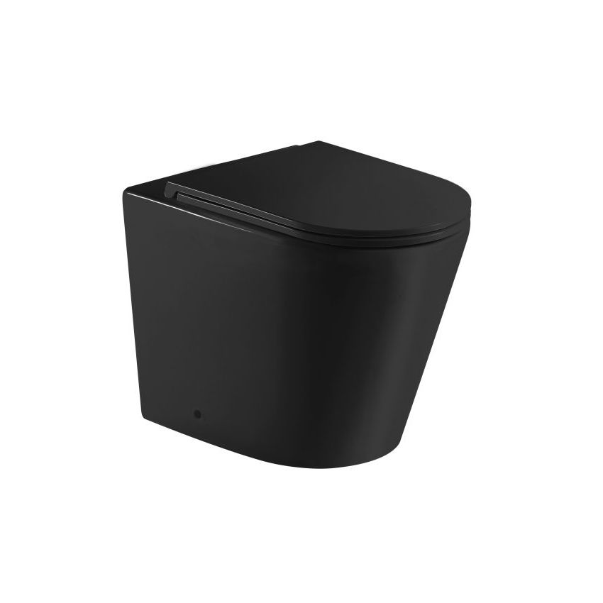 Berlin99 Matte Black Wall Faced Pan with Slim UF Seat Cover Quiet Flushing Technology Floor Pan
