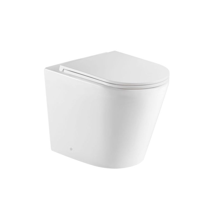 Berlin99 Gloss White Wall Faced Pan with Slim UF Seat Cover Quiet Flushing Technology Floor Pan