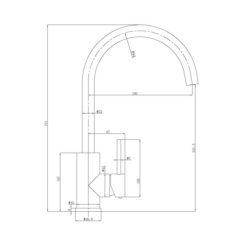 Otus Slimline SS Sink Mixer Matt Black