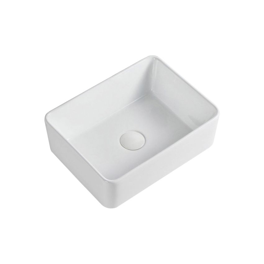 410x300x130mm Rectangle Gloss White Ceramic Above Counter Basin Non-overflow