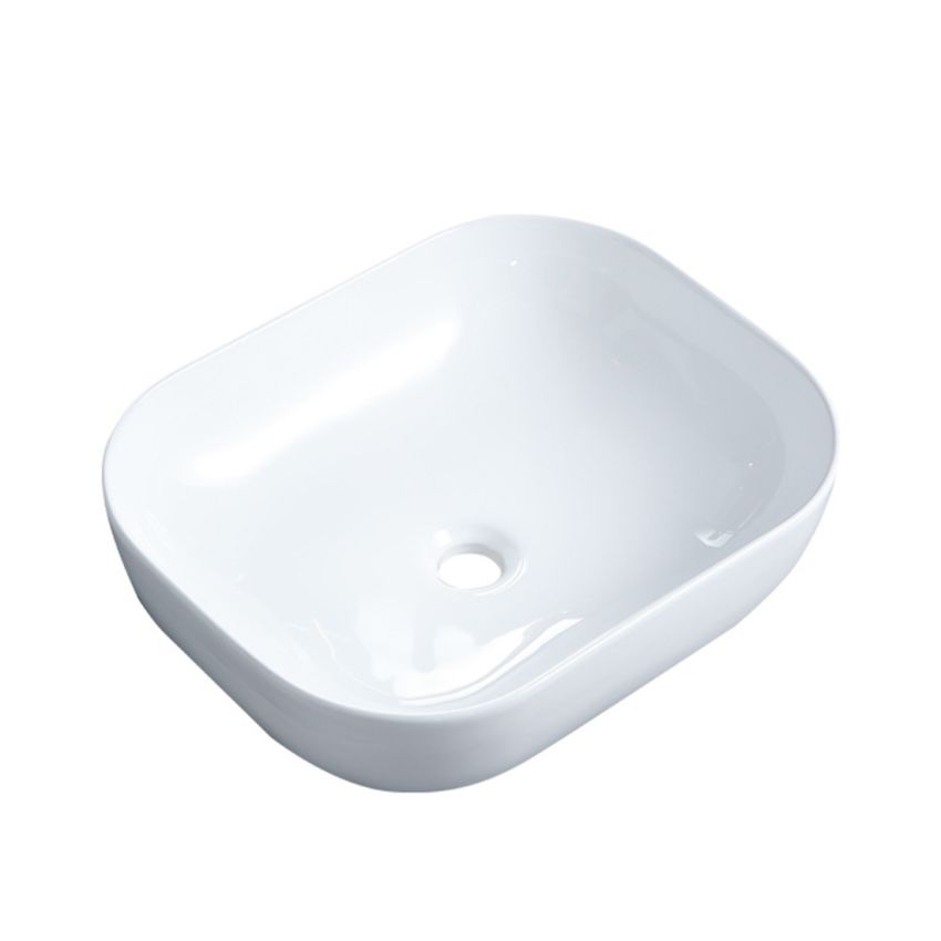 500x400x150mm Rectangle Gloss White Ceramic Above Counter Basin Non-overflow