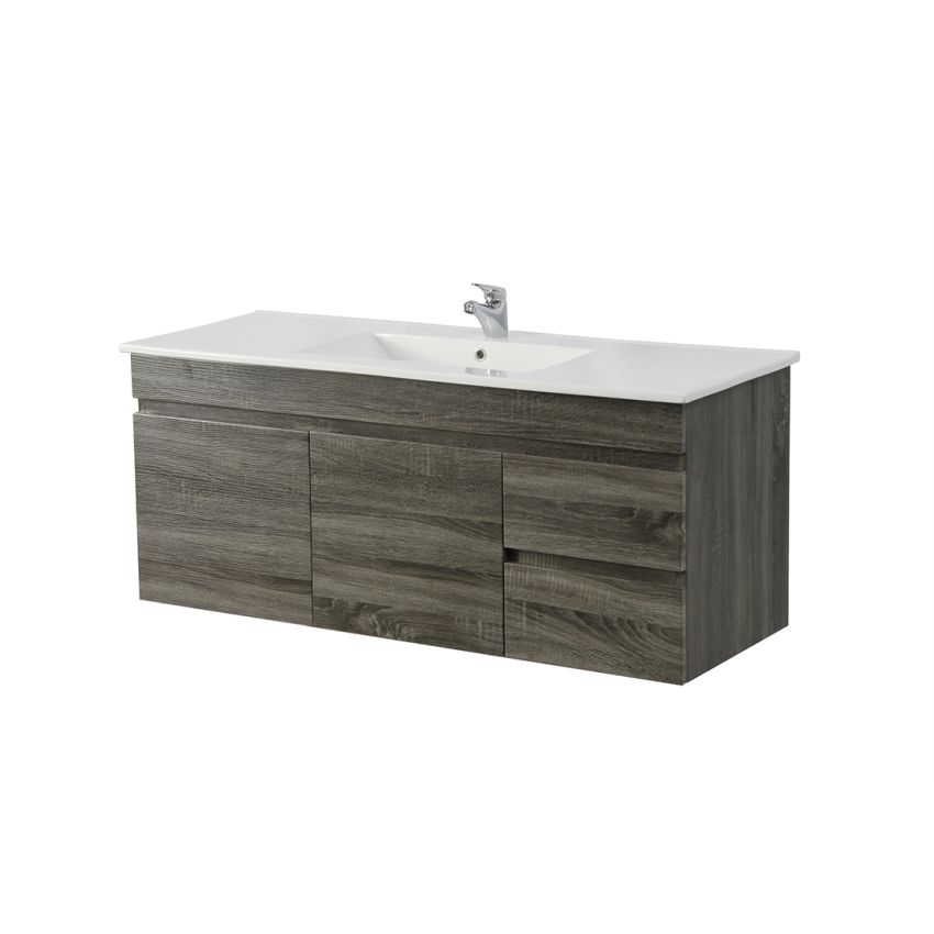 1200MM Dark Grey MDF Bathroom Vanity Right Drawers Wall Hung Cabinet Only