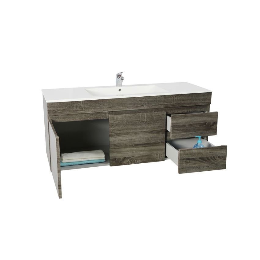 1200MM Dark Grey MDF Bathroom Vanity Right Drawers Wall Hung Cabinet Only