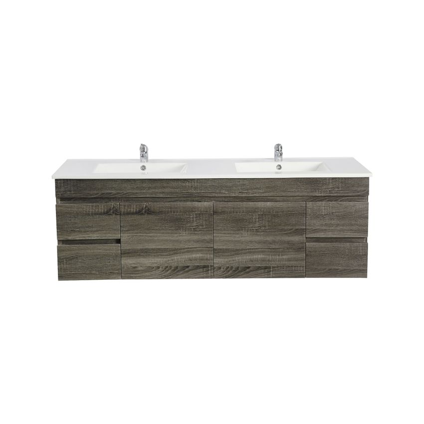 1500MM Dark Grey MDF Bathroom Vanity 4 Side Drawers 2 Middle Doors Wall Hung Cabinet Only