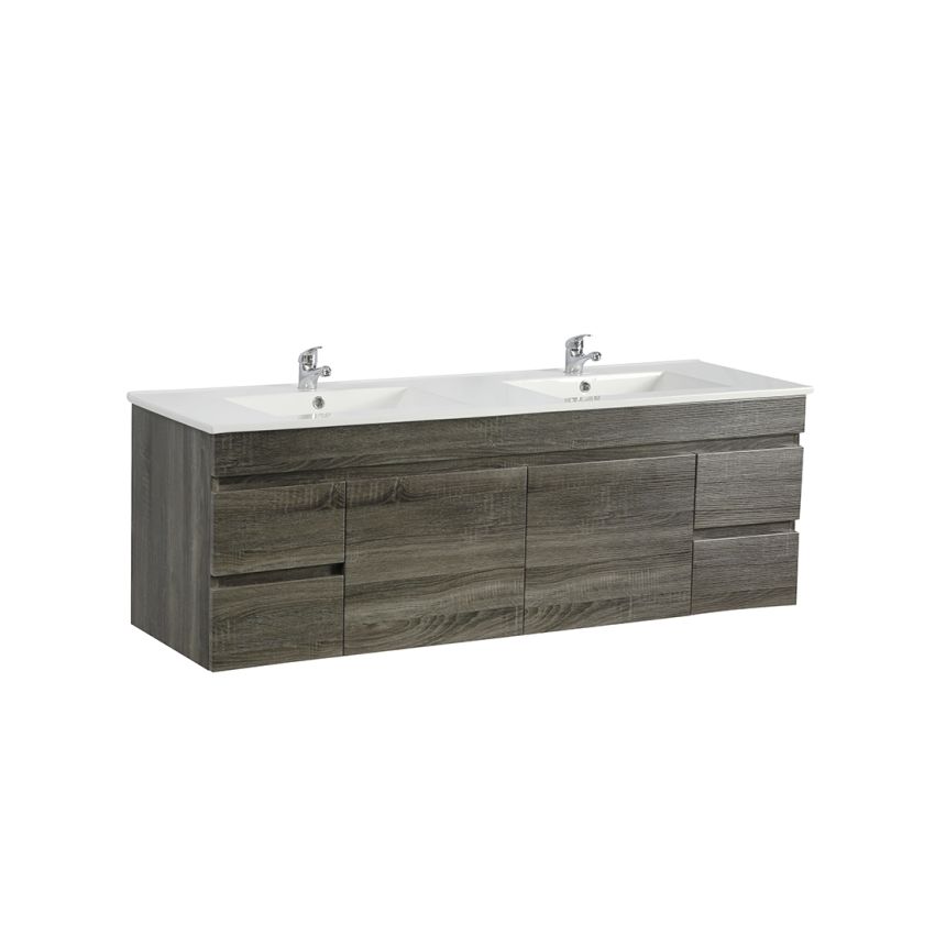 1500MM Dark Grey MDF Bathroom Vanity 4 Side Drawers 2 Middle Doors Wall Hung Cabinet Only