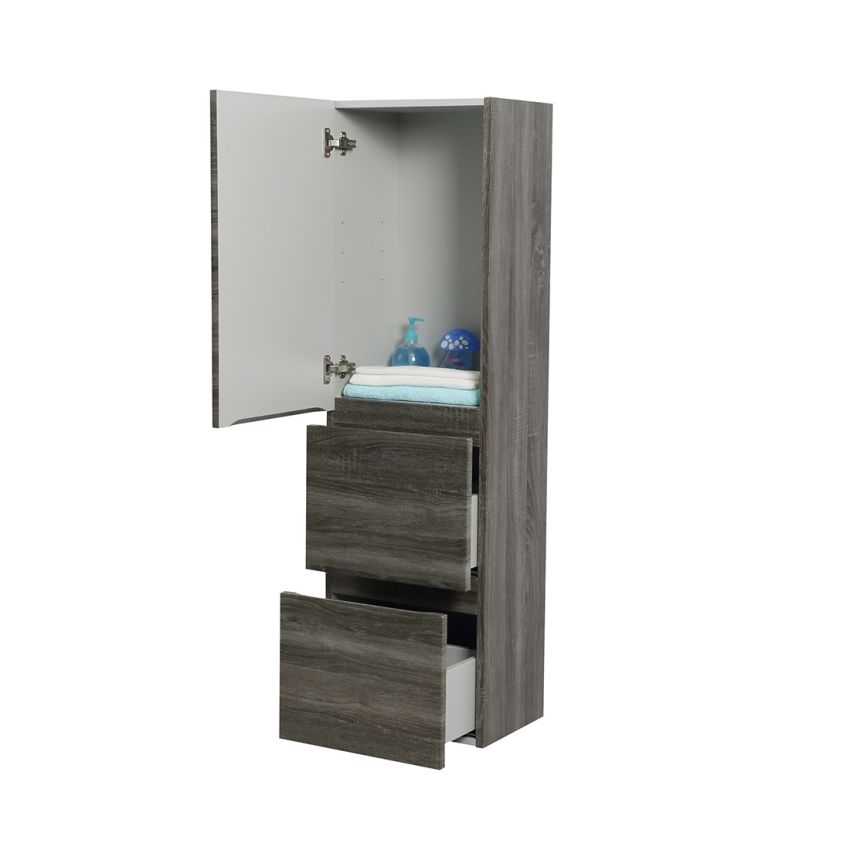 1350MM Dark Grey MDF Cabinet 2 Drawers 1 Door Wall Hung Tall Boy Tall Storage Cabinet