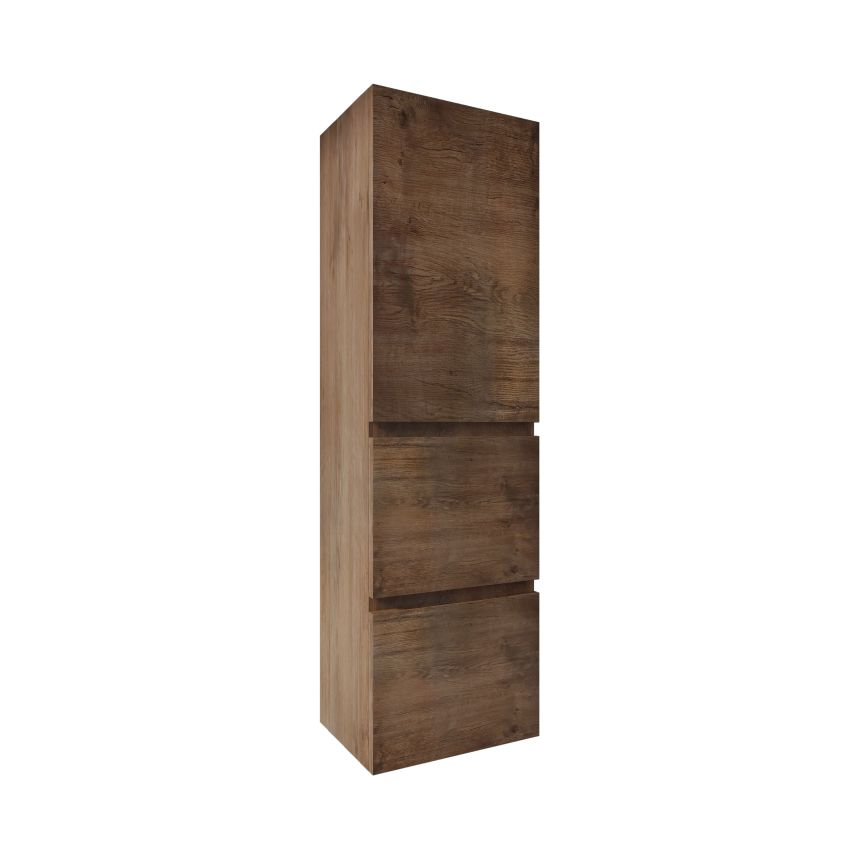 1350MM Dark Oak MDF Cabinet 2 Drawers 1 Door Wall Hung Tall Boy Tall Storage Cabinet