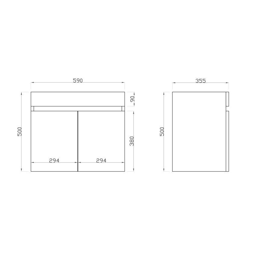 600MM Narrow White Oak MDF Bathroom Vanity 2 Doors Wall Hung Cabinet Only