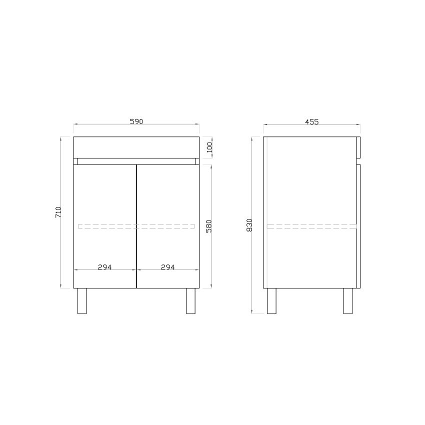 600MM White Oak MDF Bathroom Vanity 2 Doors Free Standing Cabinet Only