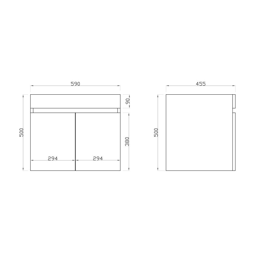 600MM Dark Grey MDF Bathroom Vanity 2 Doors Wall Hung Cabinet Only